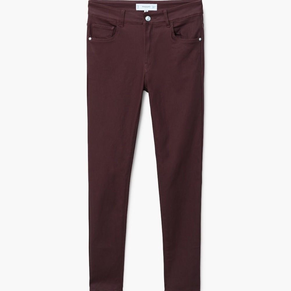 MANGO skinny coated jeans in burgundy stretch - Picture 2 of 8